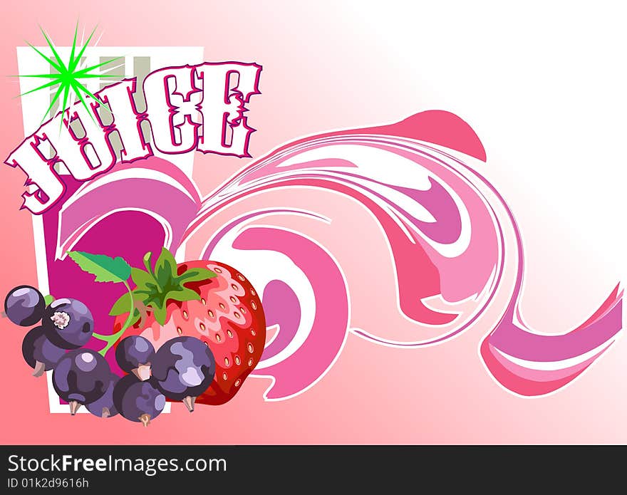 This is a background with berries, glass and text decorative. This is a background with berries, glass and text decorative