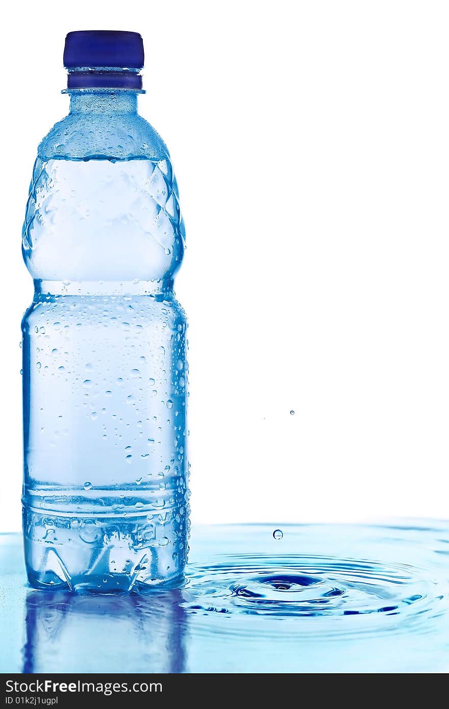 Bottle with water and drops