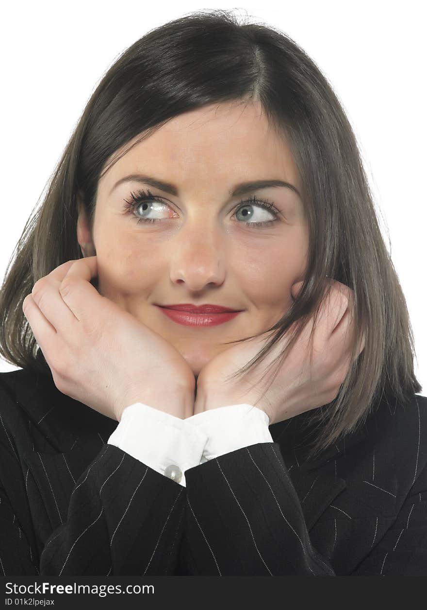 The beautiful businesswoman in a black jacket