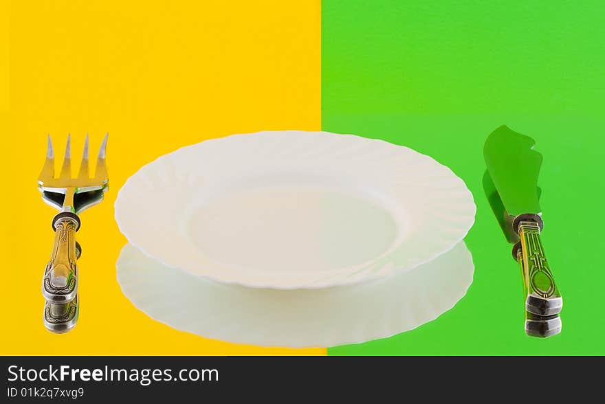 Dinner set on the color background