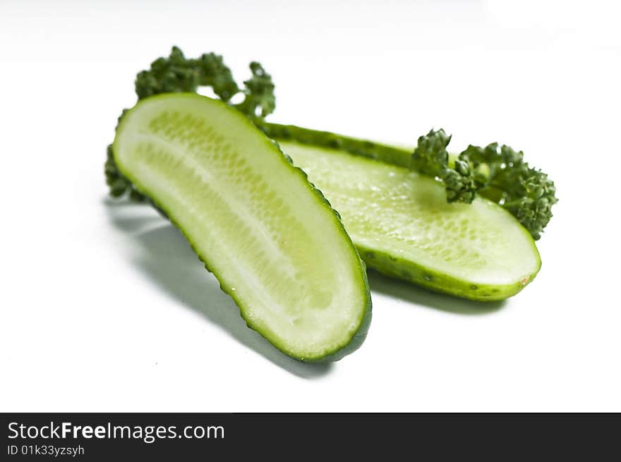 Cutted cucumbers and parsley