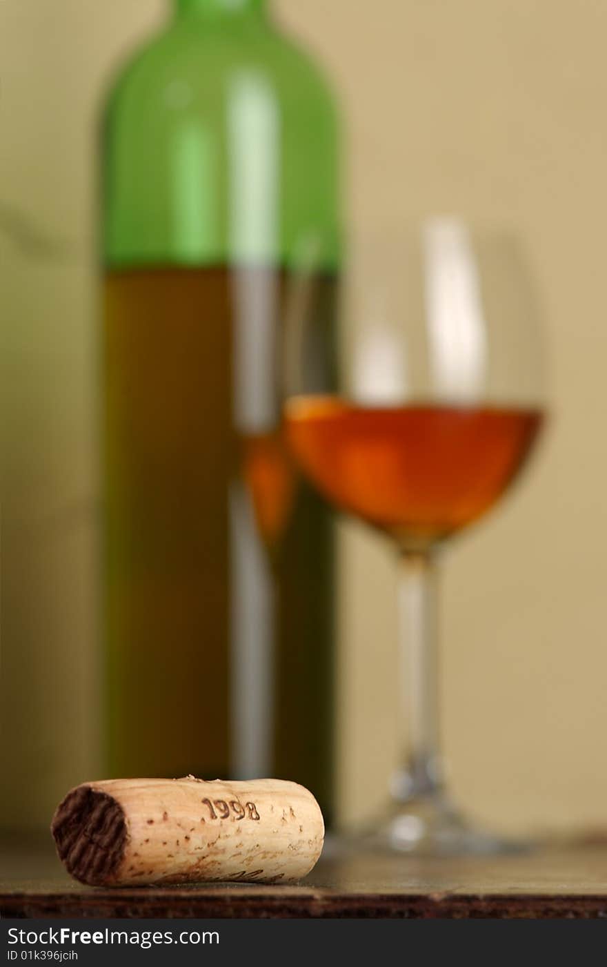 Glass and bottle of excellent white wine