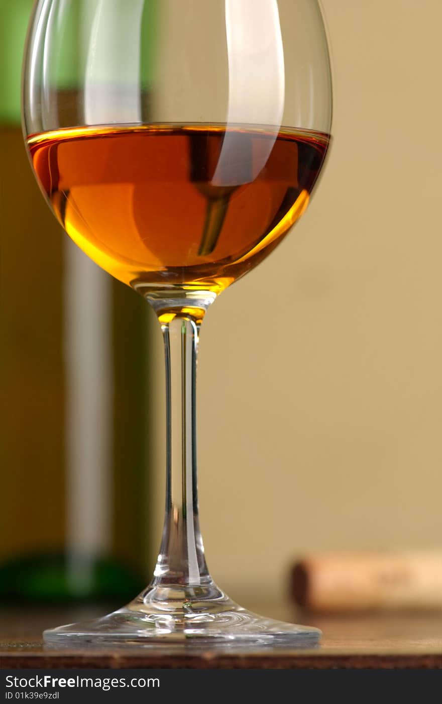 Glass and bottle of excellent white wine