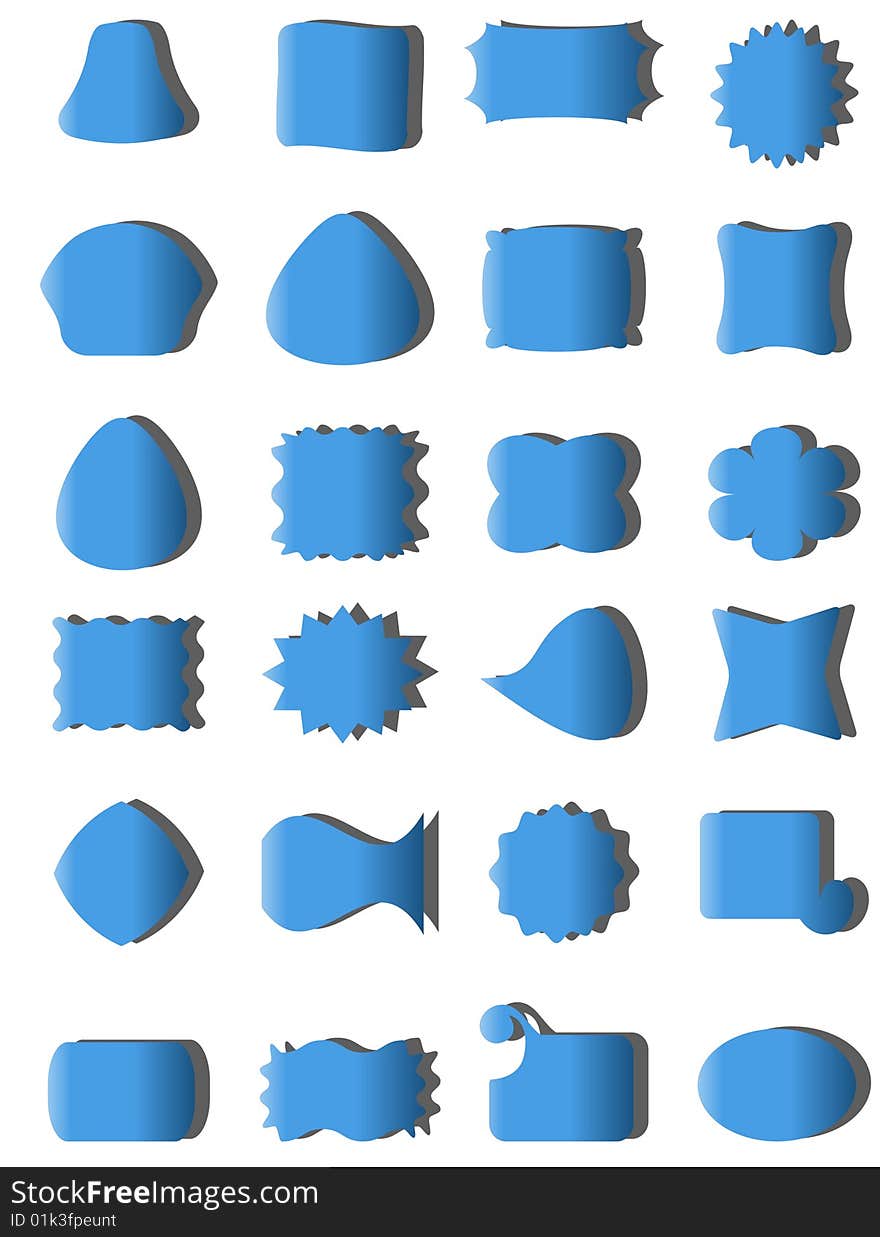 Set of different objects in blue color