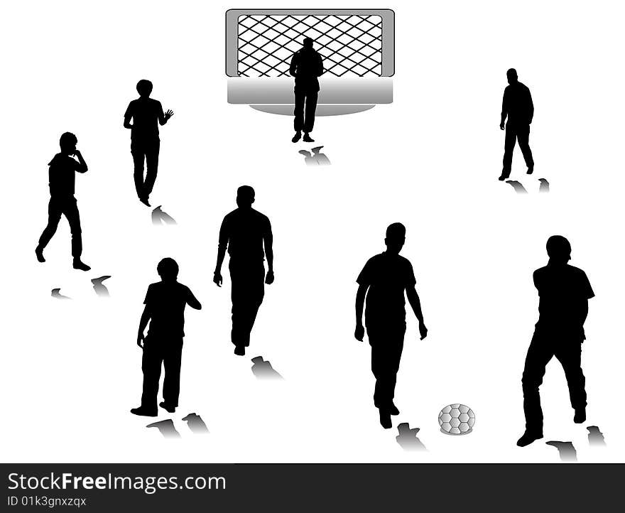 Men Silhouettes Play Football