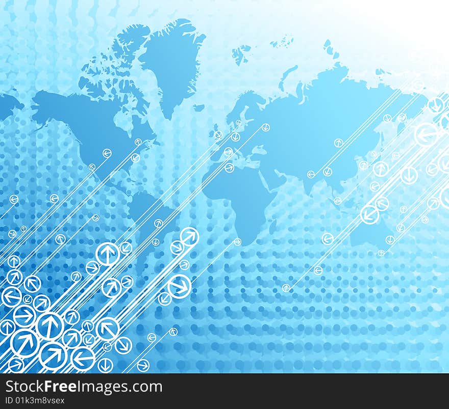 Abstract background with map. Vector illustration.