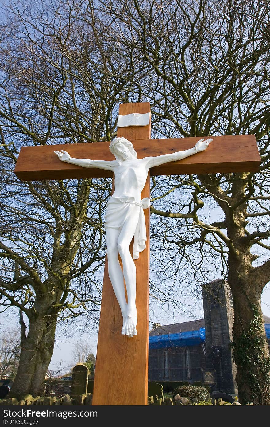 Cross from northern ireland with a figure of jesus. Cross from northern ireland with a figure of jesus