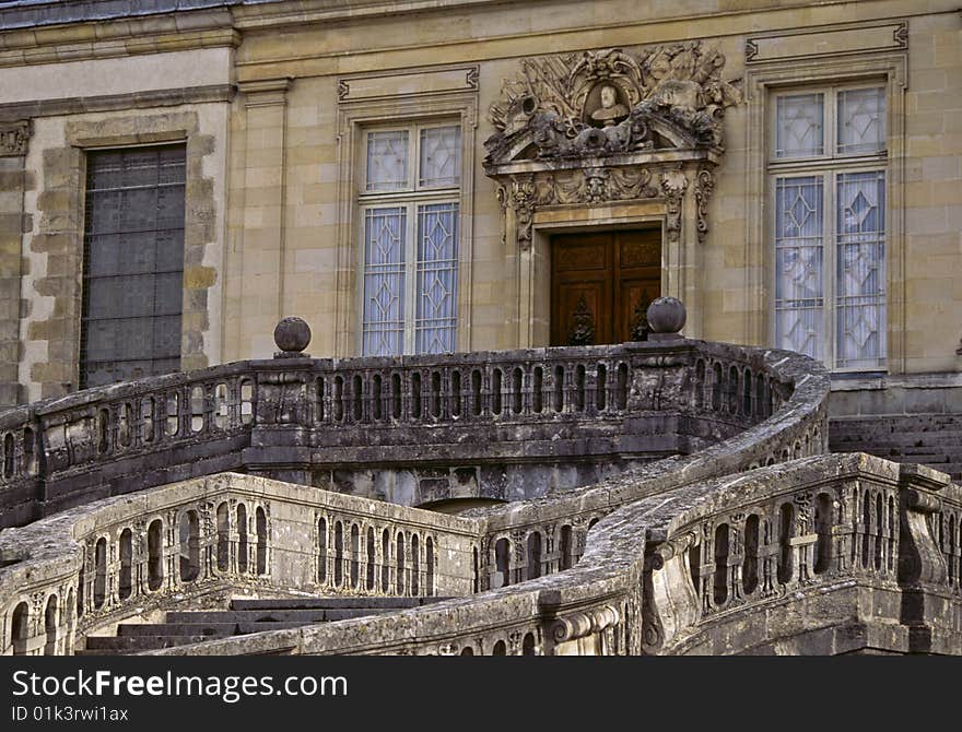 Main entrance, Serpentine staicas, Fontainbleau, France. Main entrance, Serpentine staicas, Fontainbleau, France