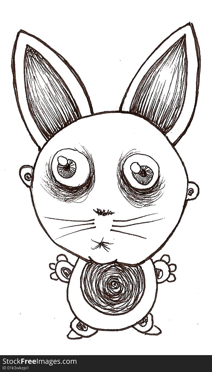 Ink illustration of an Easter Bunny