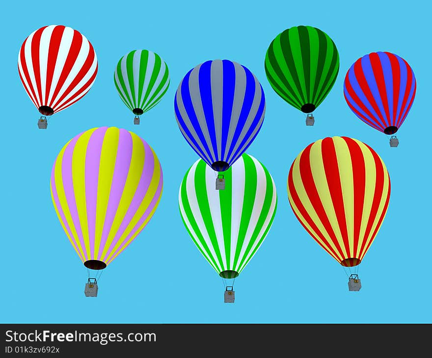 Few colored balloons on a blue background. Few colored balloons on a blue background