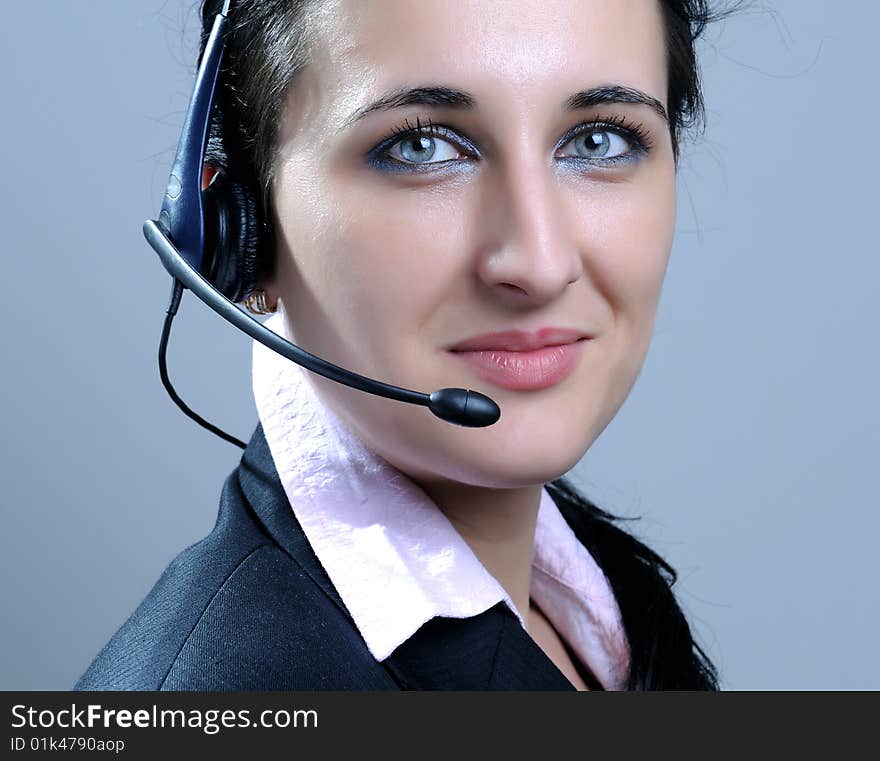 Businesswomen wearing headset