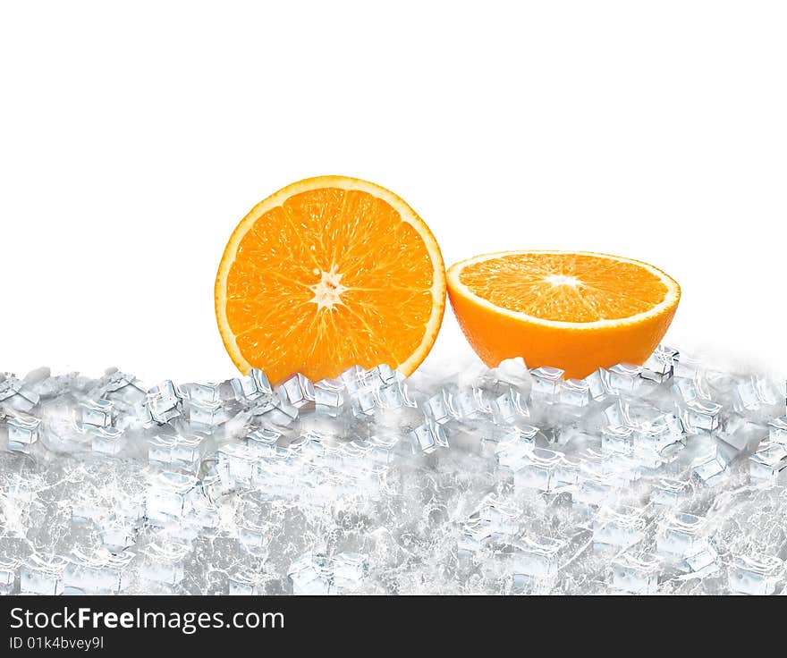 A perfectly round orange slice isolated on a white background. A perfectly round orange slice isolated on a white background.