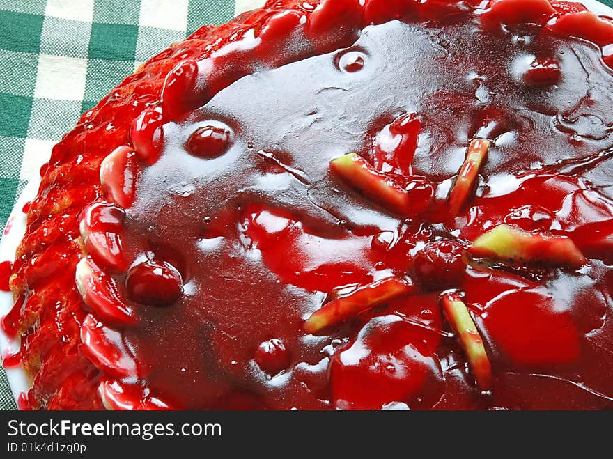 Fruit cake with jelly isolated. Fruit cake with jelly isolated