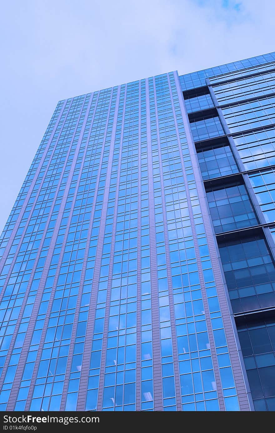 Facade Modern Building in blue color. Facade Modern Building in blue color