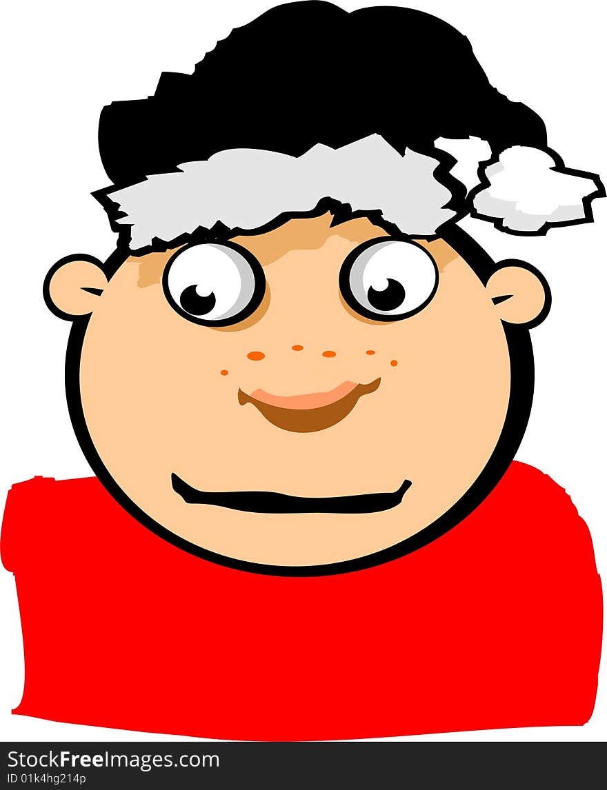 Man with red shirt and black hat smile