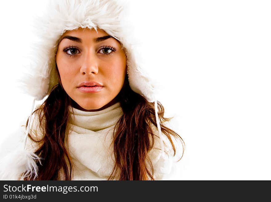 Portrait of woman with woolen cap