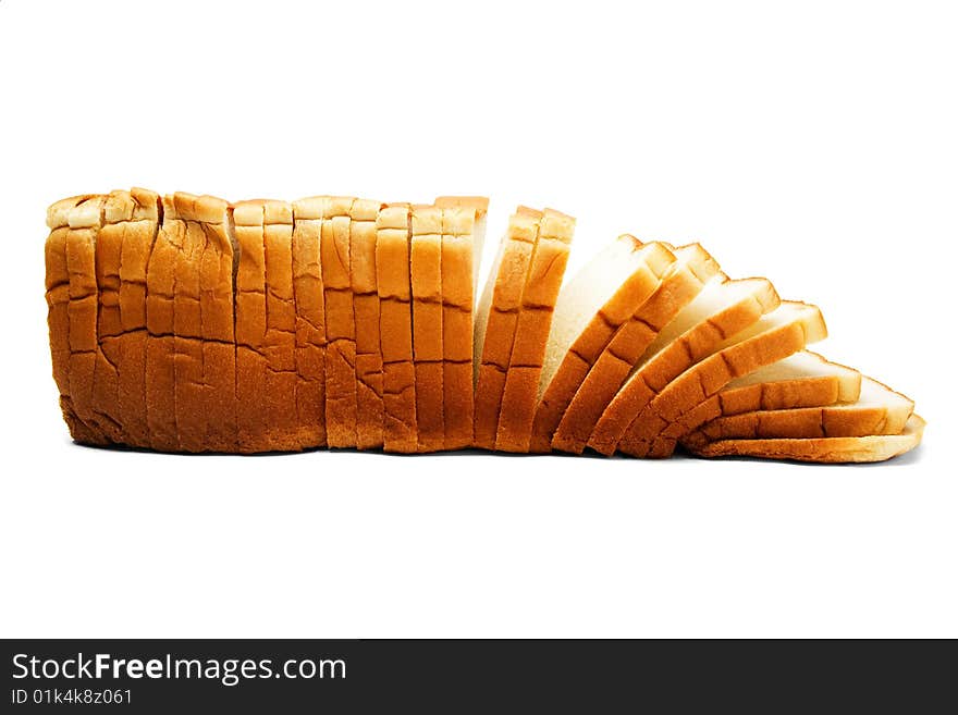 Slices of bread isolated over white