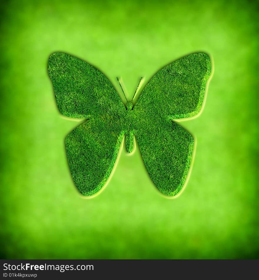 Spring background with butterfly illustration