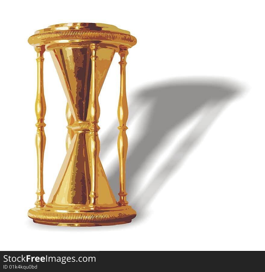 Sandglass against white background with shadow