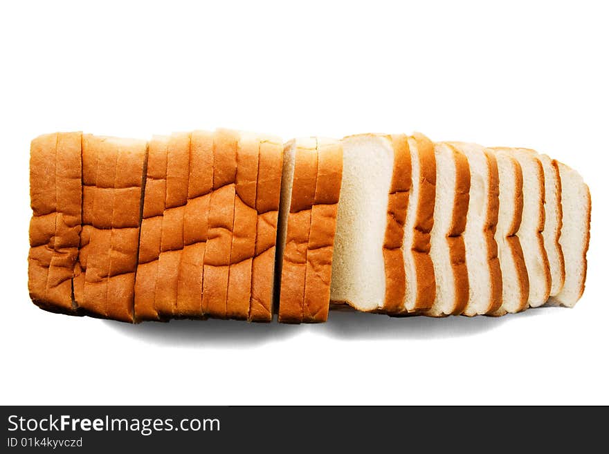 Fresh bread slices isolated over white