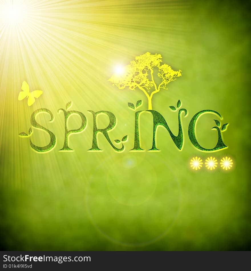 Background illustration with spring elements - square format