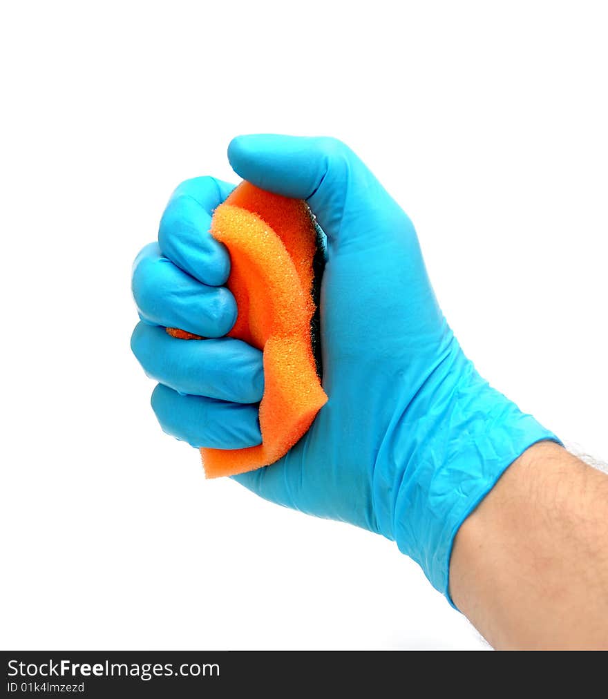 Man hand holding a sponge. Man hand holding a sponge