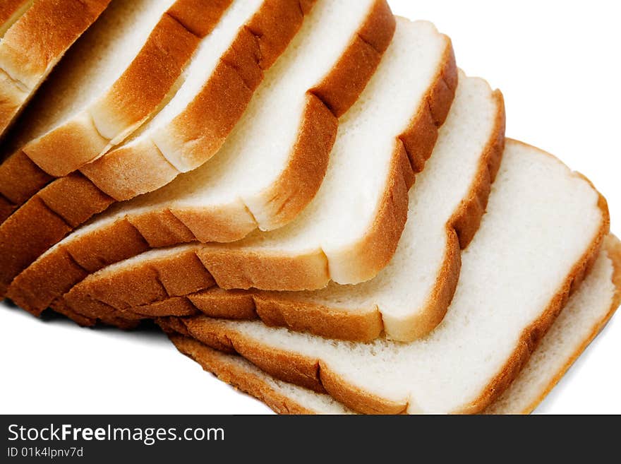 Bread slices isolated over white