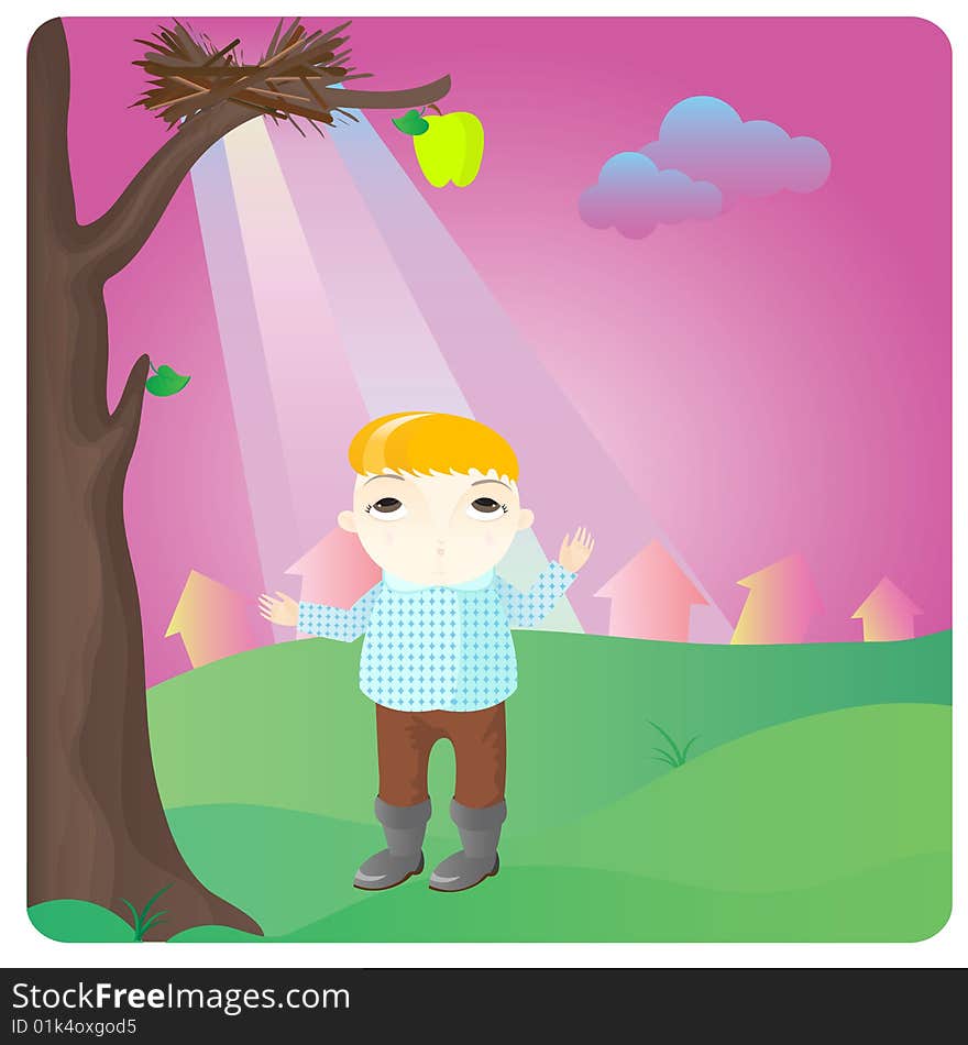 Boy and apple tree