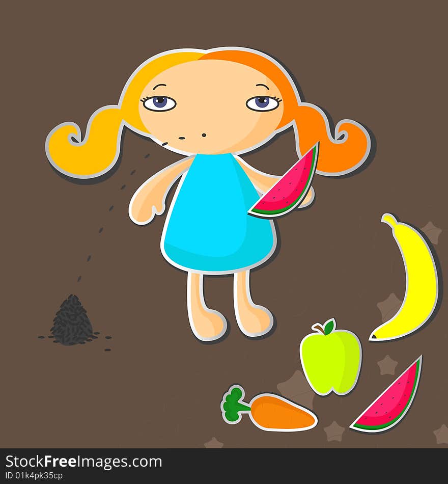 Girl. diet, healyh food, vegetarian, fruits