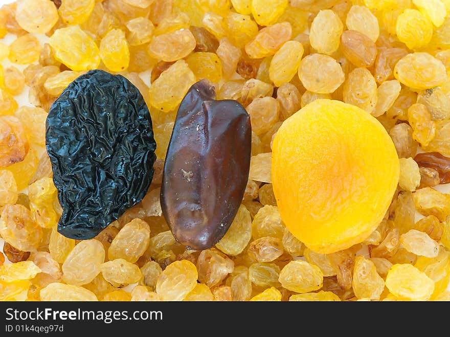 Composition from dried fruits on a light background