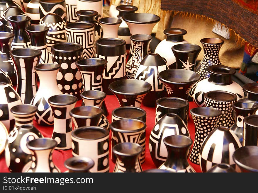 Black and white pottery cups