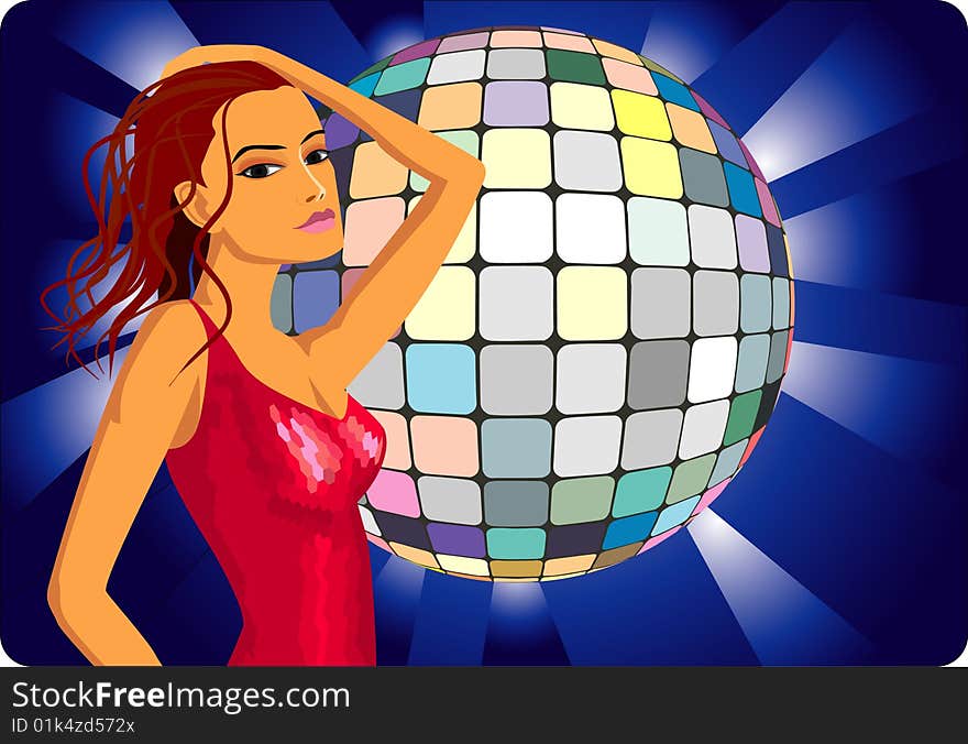 Girl in nightclub. vector eps