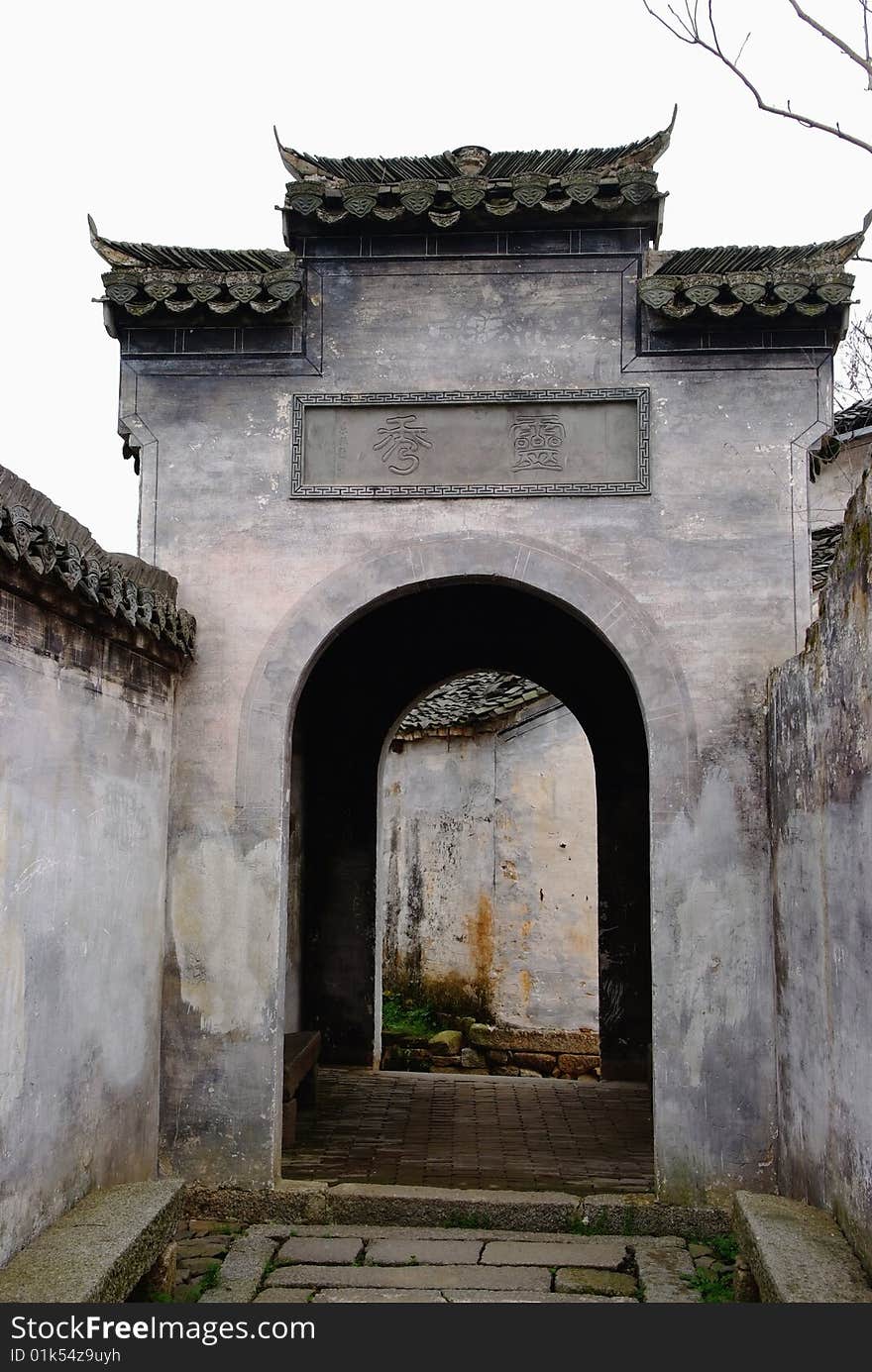 Characterized door and wall of southern countryside of China.