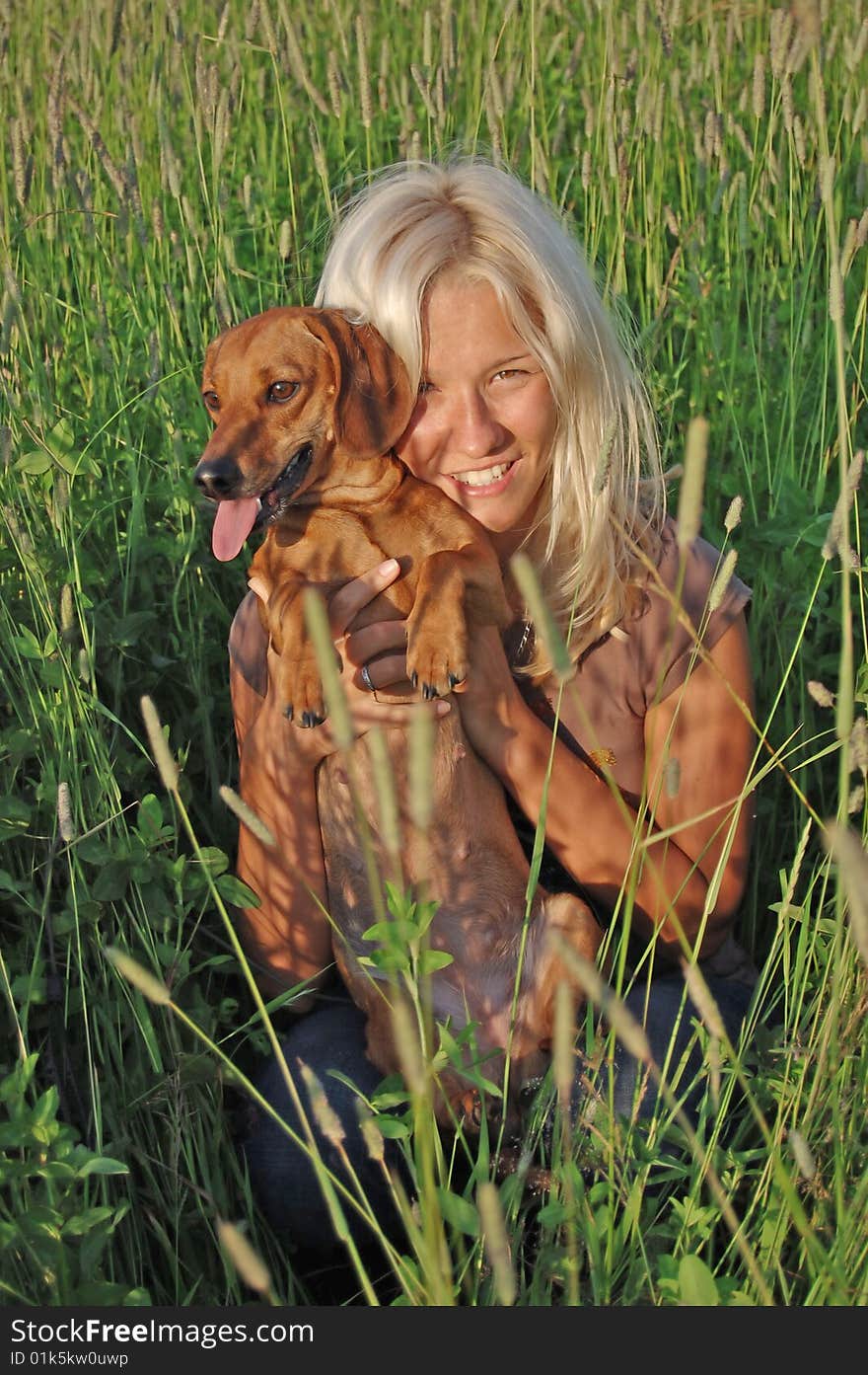 Blonde girl with dog