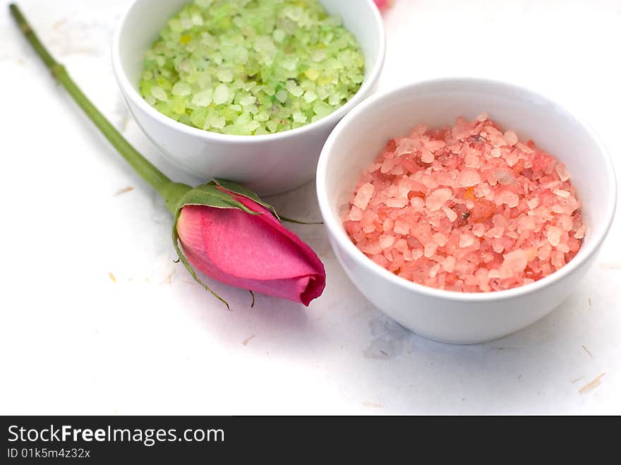 Bowl of scented bath-salt. Bowl of scented bath-salt