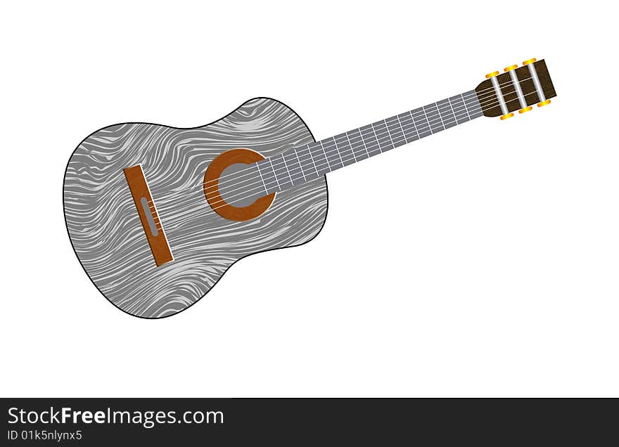 Acoustic guitar isolated on white background, vector illustration