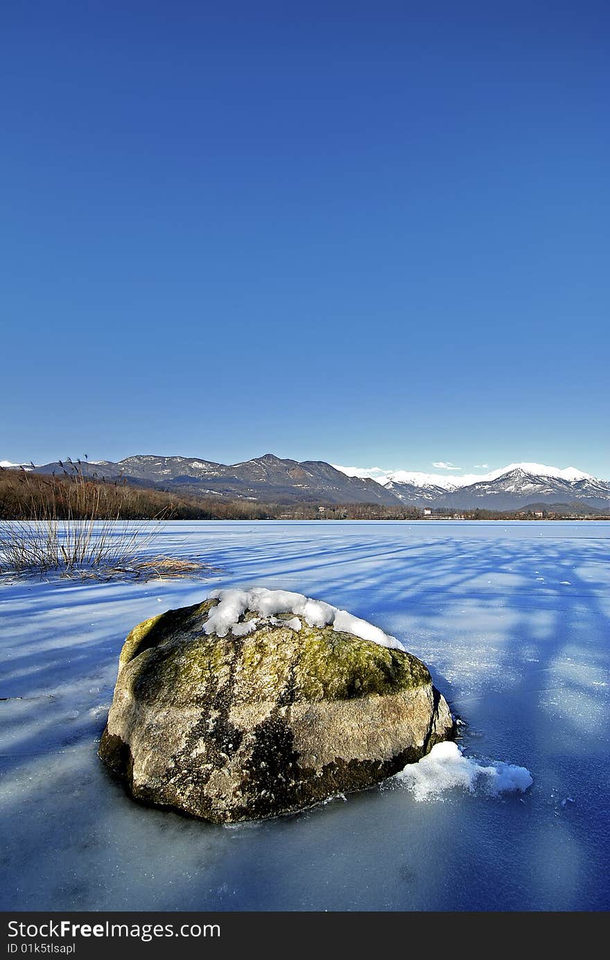 The stone on a lake. The stone on a lake