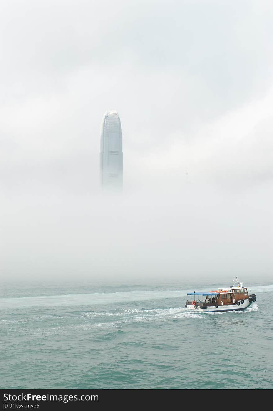 Morning view from Star Ferry pier in Tsim Sha Tsui, Kowloon. Morning view from Star Ferry pier in Tsim Sha Tsui, Kowloon