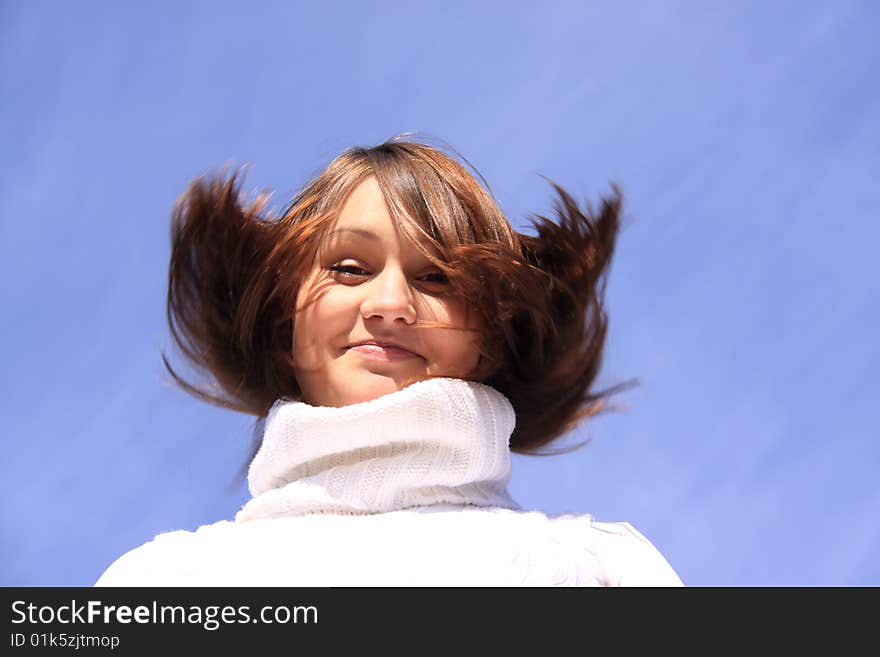 Girl in a white sweater