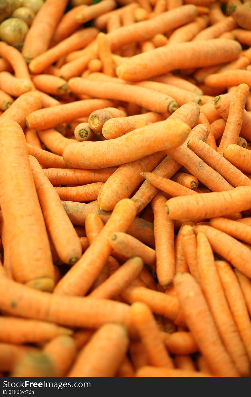 Fresh carrots in the market.