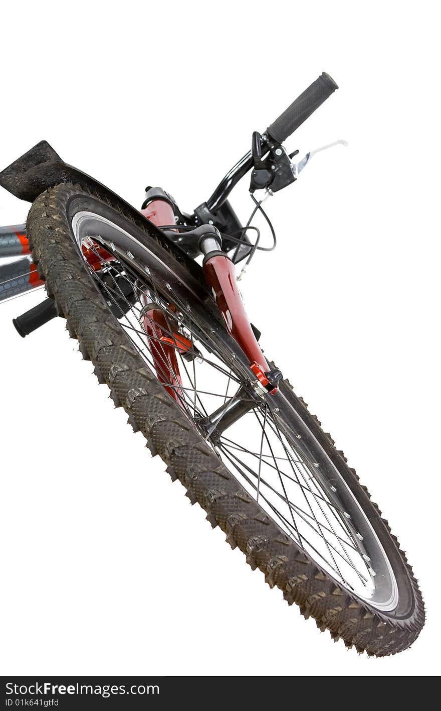 Silver bicycle on white background