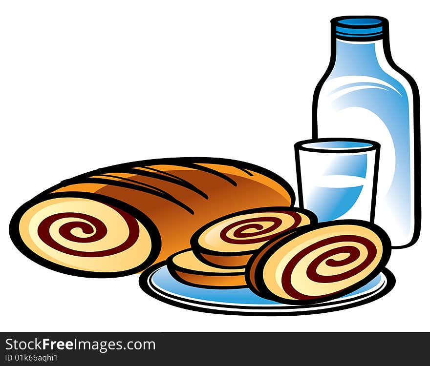 Apple Strudel with Bottle and glass of Milk. Apple Strudel with Bottle and glass of Milk