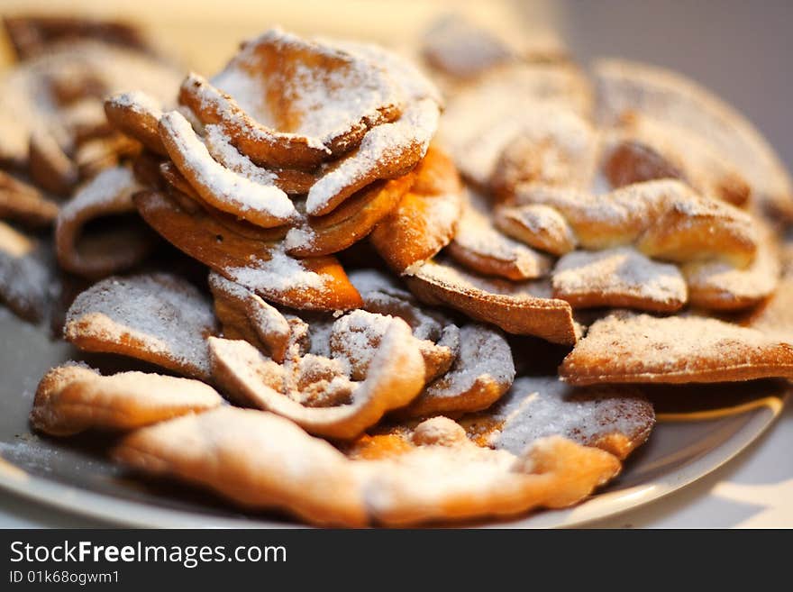 Heap of homemade cookies on plate. Heap of homemade cookies on plate