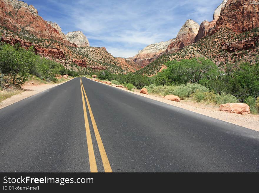 Road through Zion NP, Utah