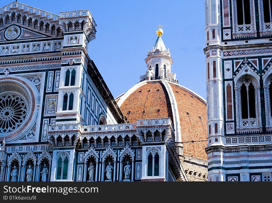 The Duomo's facade and dome in Florence. The Duomo's facade and dome in Florence