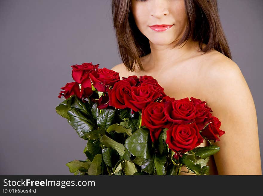 Red roses and a woman