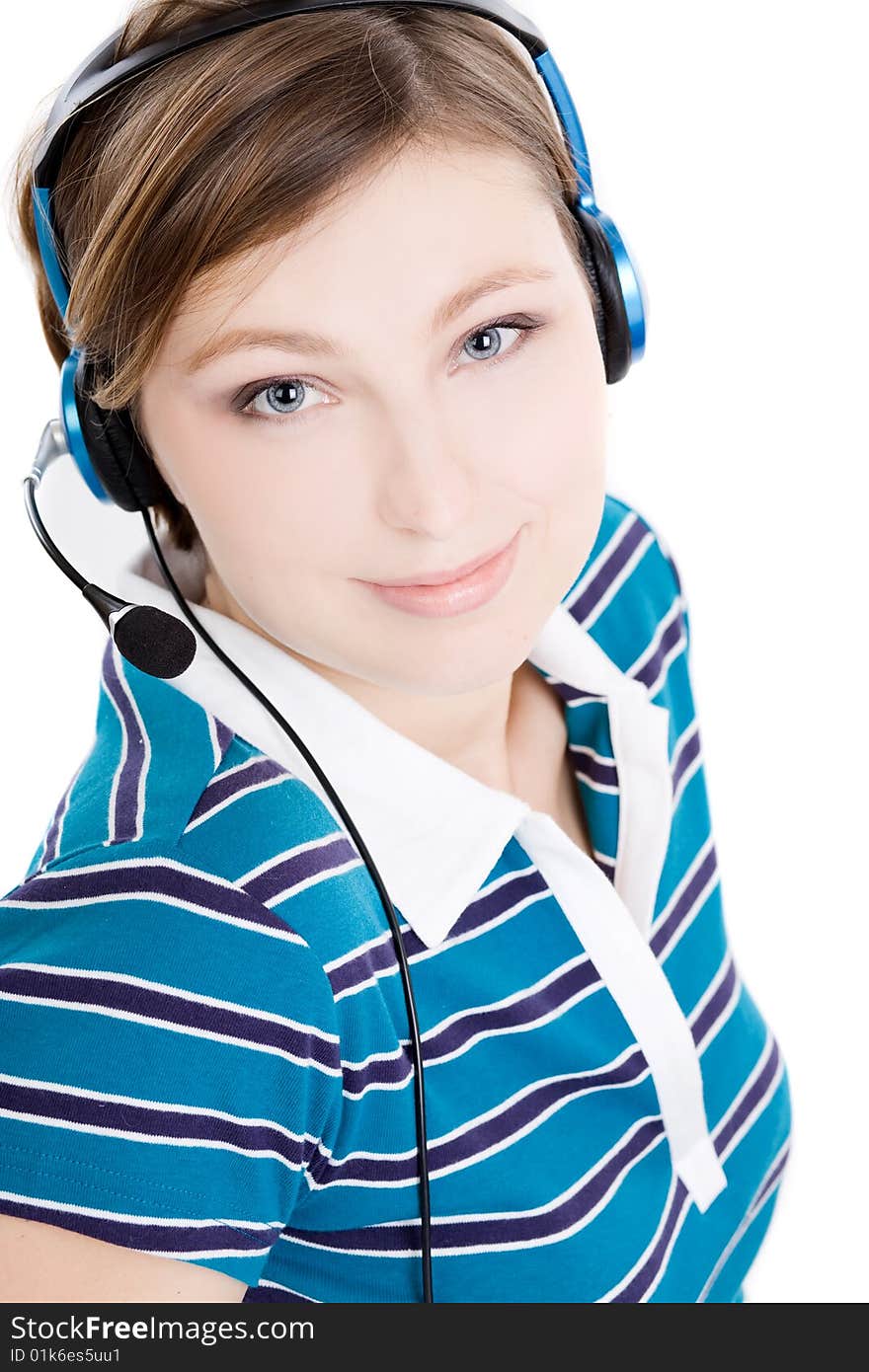 Portrait Of Beautiful Woman With Earphones