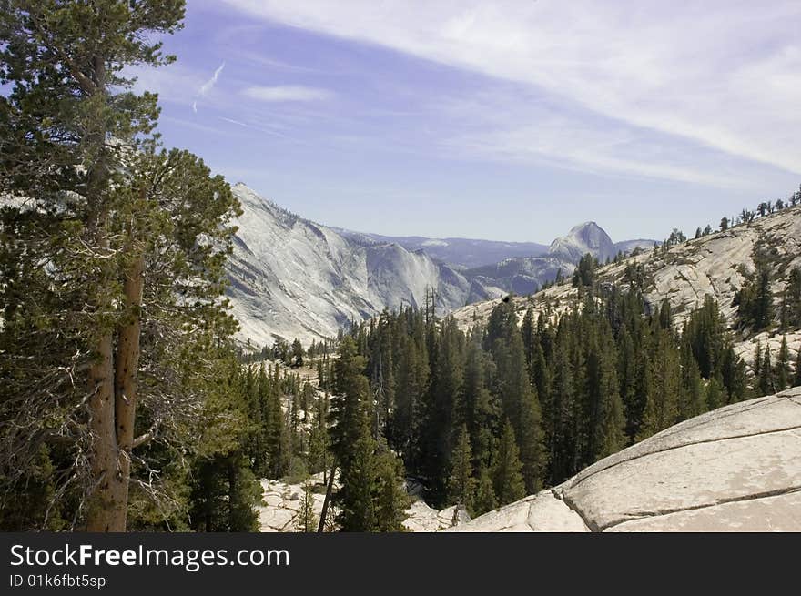 High Sierra view of Half Dome in Yosemite National Park. High Sierra view of Half Dome in Yosemite National Park