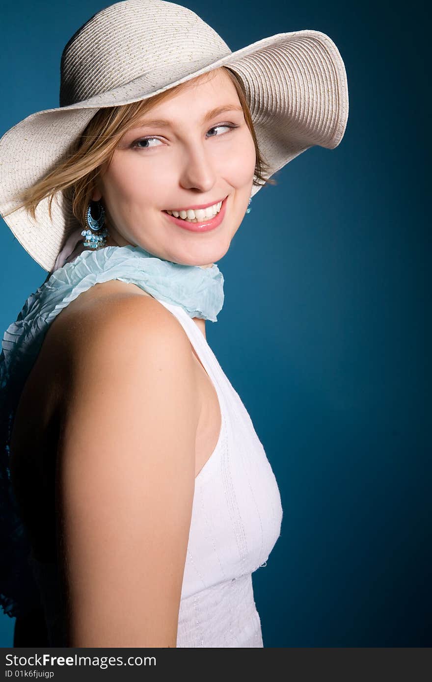 Smiling woman in hat