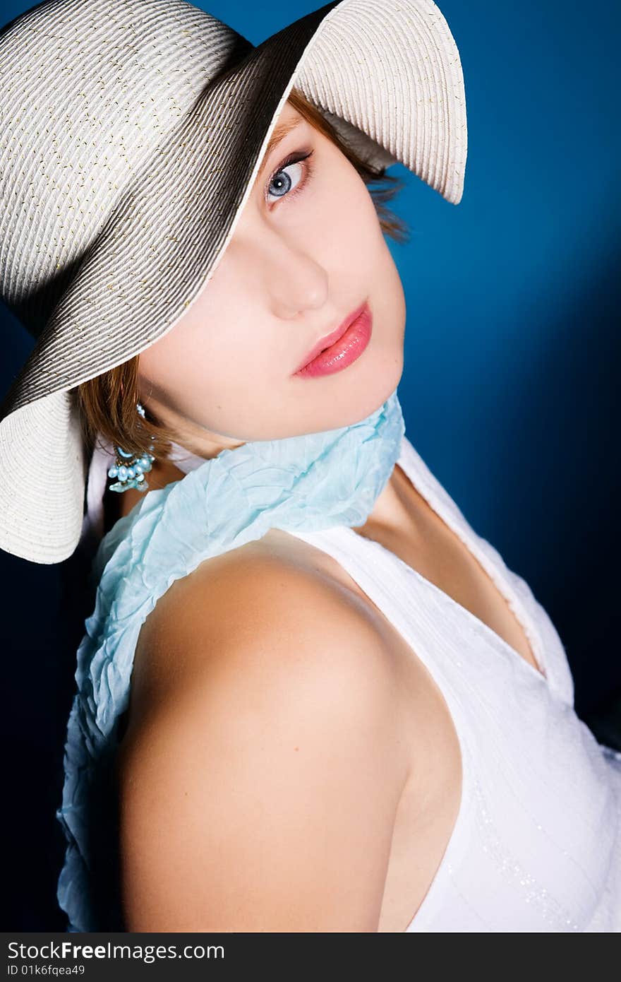 Portrai of sexy woman wearing a hat